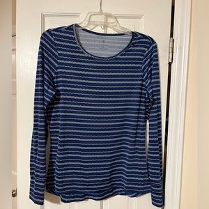 Lands End navy blue striped top size medium